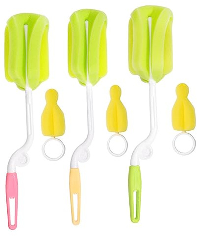 BIUDECO Feeding Bottle Brush and Pacifier Sponge Brush Set with Rotating Handle for Bottle Cleaning