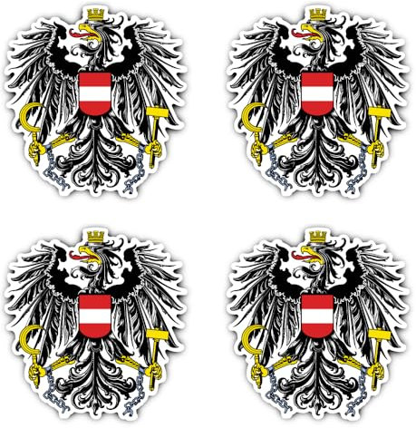 Aufkleber: 150 mm, 4 Stück - Wappen - Österreich - AT - für Auto, Laptop und mehr