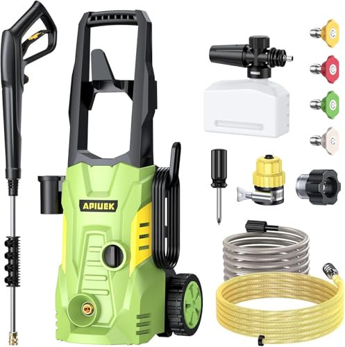 Duede Electric High Pressure Washer - Portable Washer with 23 FT Water Outlet & 6.6 FT Inlet Hose, Steel Spray Wand, Foam-Adjustable Cannon, 4 Nozzle Set, Cleans Car/Patio/Fence/Window, 3800PSI 2.4GPM