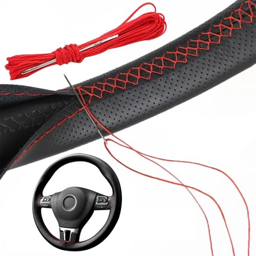 Cubierta de Volante de Cuero de Microfibra,Cubiertas del Volante de Bricolaje,Hechas de Cuero Suave en el Volante del Automóvil,Cubierta Volante para Coser,38CM
