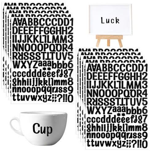 1250 Stück Buchstaben Aufkleber, 10 Blätter Klebebuchstaben, Selbstklebende Nummern Buchstaben, Vinyl Alphabet Aufkleber für Postfach Scrapbooking DIY Basteln Dekoration (Schwarz)