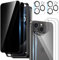 HWeggo 2 Stück Sichtschutz Schutzfolie Kompatibel für iPhone 15 Pro Max und 2 Stück Kamera Schutzfolie 2 Stück Rückseite Displayschutzfolie 9H Hartglas Einfaches Installationswerkzeug-6 in 1