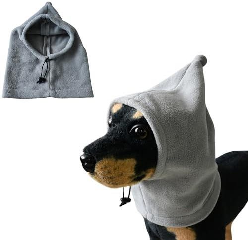 BT Bear Plüsch-Hundehüte, warme Haustierabdeckung, Wintermütze, Hundekopf-Umhüllung, Gehörschutz für Hunde, Ohrenschützer Lärmschutz für kleine, mittelgroße Hunde (Grau, L)
