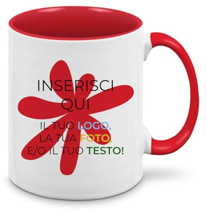 Teetaly Tazza Personalizzabile colorata In Ceramica (Rosso)