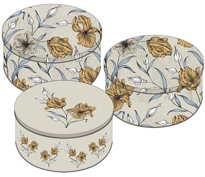 Sterling Sports Set of 3 Round Nesting Cake Storage Tins - Airtight Containers for Cakes, Biscuits & Sweets in Large, Medium & Small Sizes - Ideal Kitchen Mothers Day Gifts (Floral design)