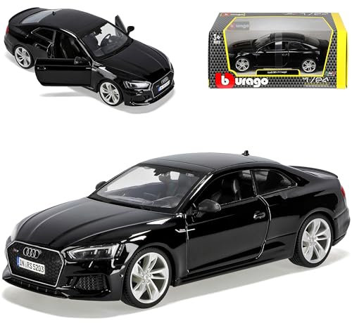 alles-meine.de GmbH A*U*D*I A5 F5 II RS5 Coupe Schwarz 2. Generation Ab 2016 1/24 Burago Modell Auto mit individiuellem Wunschkennzeichen
