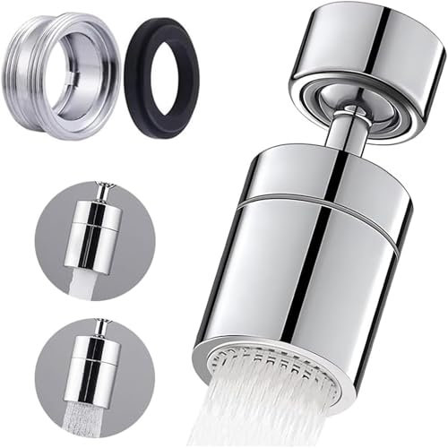 GoldOars Wasserhahn Aufsatz Schwenkbar 360° Luftsprudler Strahlregler mit 2 Strahlarten M22/24 Sieb Adapter für Bad und Küche