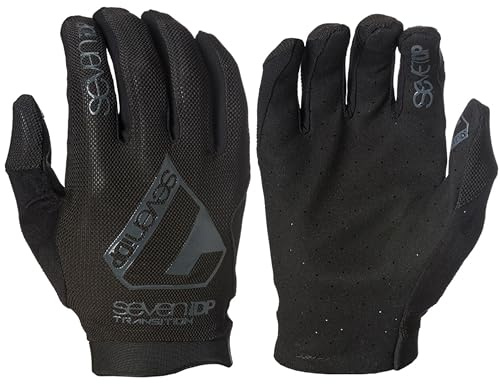 Seven iDP 7iDP Transition MTB Gloves - Lightweight Full Finger Cycling Gloves with Perforated Palm, Silicone Grip Fingertips & Pull-On Fit for Mountain Bike, BMX & Trail Riding