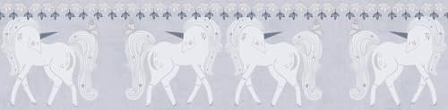 A.S. Création Children's Room Wallpaper Lilly & Luis Non-Woven, Resistant Wallpaper with Unicorn Design Border: 5,00 m x 0,13 m: Grey, Pink, White: Made in Germany: 771471