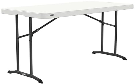 LIFETIME Rechteckiger Tisch mit klappbaren Beinen, 152 x 76 x 74 cm, weiße Tischplatte aus HDPE-Polyethylen