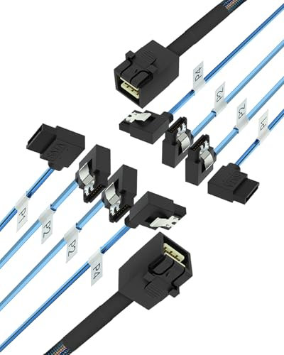 Buacoz 2Pack SFF-8643 to 4X SATA 90-Degree Right-Angle Adapter Cable - 1M/3.28FT Internal HD Mini SAS Connector for HDD/SSD Data Transfer (Server/Storage)