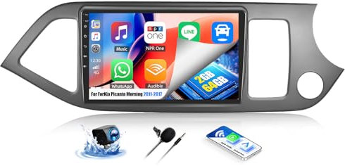 OiLiehu 2G+64G Android 13 Car Stereo for Kia Picanto Morning 2011-2017 with Wireless CarPlay Android Auto, 9 IPS Touchscreen 2 Din Radio with WiFi Bluetooth Mirror Link EQ FM RDS SWC Backup Camera