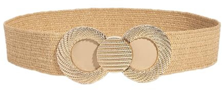 Riiichflowshop Ceinture tressée en paille avec boucle dorée pour femme