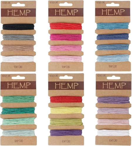 Bubuyun 24pcs Corda in Filo di Lino Multicolore 1 mm Corda di Spago Naturale per Braccialetti Corda di Iuta Colorata Corda di Canapa Colorata per Braccialetti Artigianali Fai da Te, 22 Colori