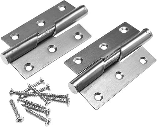 2Pair of Heavy Duty Stainless Steel Door Hinges 3 Inch (75mm) - Lift-Off Rising Butt Hinge for Internal/External Wood Doors - Small Hinges for Wood, Stainless Steel Hinge (3 Inch Right Handed)