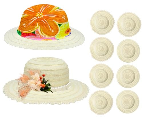 SUPVOX 8pcs Diy Boys and Girls Straw Hats Creative Handcrafts Personalised Cap Paint