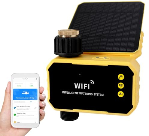 Wifi-Connected Solar Sprinkler Controller, Smart Drip & Micro Irrigation Timer With Rain Sensor, Dual Power, Tuya And Smart Life App Integration