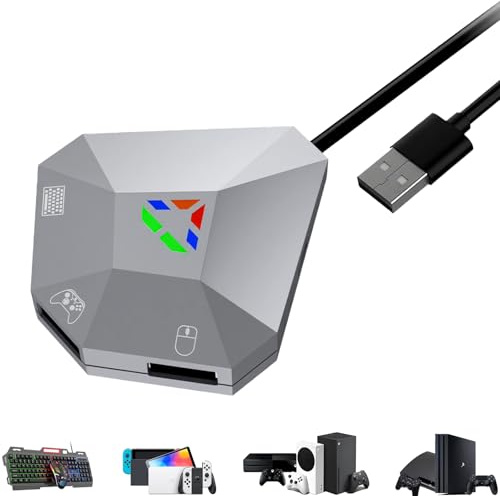 Keyboard and Mouse Adapter Converter for Nintendo Switch, Xbox Series X|S, Xbox One, PS4, PS3 | Plug & Play | Mouse Sensitivity, Aim Speed, Dead Zone Adjustment | Perfect for FPS, TPS, RTS Games