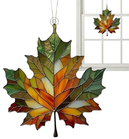 Ahornblatt-Ornament Aus Gebeiztem, Herbstdeko Hängend Acryl Zum Aufhängen Am Fenster, Herbsts Deko Anhänger, Ahornblätter Sonnenfänger, Herbstdeko Fenster Hängend Für Thanksgiving Herbst Dekoration
