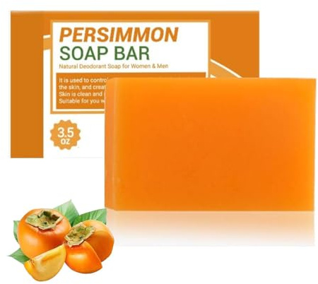 Rhoms Natürliche Kaki Seife zur Bekämpfung von Körpergeruch für Männer Frauen, Kaki Seife Bar für Körpergeruch Entfernung, Bad Persimmon seife Bar, Persimmon Kernseife Natur den Geruch Menschen (1)