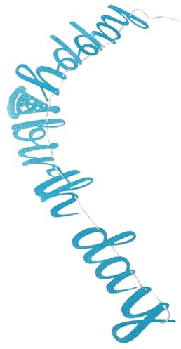 PAMINGONO Hellblaue Wimpelkette zum Ersten Geburtstag Vorgefertigte Langlebige Papiergirlande mit „Happy Birthday“ Schriftzug Babyparty und Kindergeburtstagsdeko für Wand und Feier
