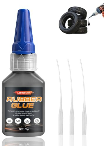 Pegamento de Caucho Negro, Cemento de Goma Negro | Resistente al Agua, Fijación Instantánea, Impermeable y Resistente al calor, para Productos de Goma, Neumáticos, Cinturones