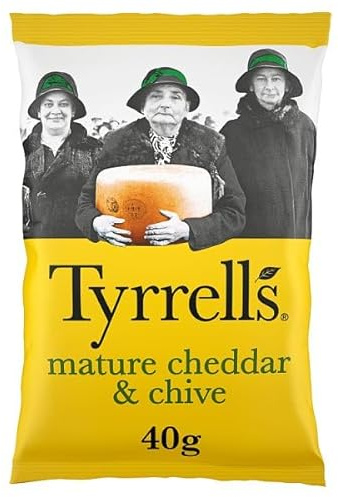 Tyrrells Mature Cheddar & Chive Crisps 40g | Case of 24