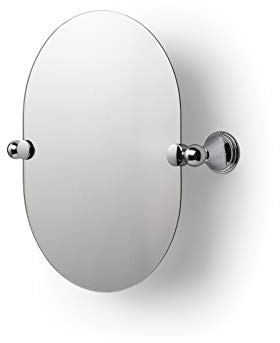 Croydex Westminster Oval Bathroom Mirror with Tilting Hinges - Small Mirror with Safety Backed Glass, Adjustable Tilt Brackets and Concealed Fixings (40 x 30cm)