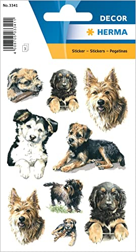 HERMA 3341 Aufkleber Hunde klein groß, 27 Stück, Tiere Sticker mit Hunderassen Motiv, Kinder Etiketten für Fotoalbum Tagebuch Poesiealbum Scrapbooking Geburtstag Dekoration Briefe DIY Basteln