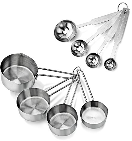 New Star Foodservice 42917 Stainless Steel 4Pcs Measuring Cups And Spoons Combo Set