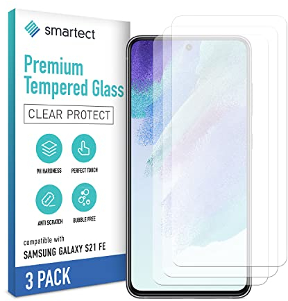 smartect Vetro Temperato [3 Pezzi, Clear] compatibile con Samsung Galaxy S21 FE, Pellicola Protettiva HD Anti Graffio, Senza Bolle, Durezza 9H, 0.3mm Ultra Trasparente, Ultra Resistente