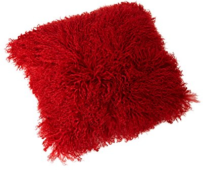 Reissner Lammfelle Tibet Lammfell Kissenbezug langflorig 40x40cm JAY14 Farbe dunkelrot