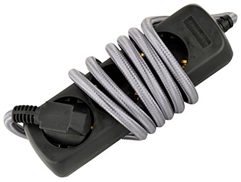 UNITEC TSD 3fach 1,4m Textilkabel grau/schwarz