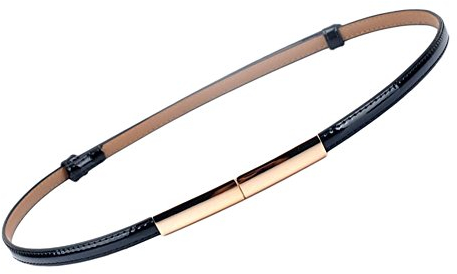 Diyafas Dünne Ledergürtel mit Metall Schnalle Damen Kleid Dekorative Gürtel Taillenband