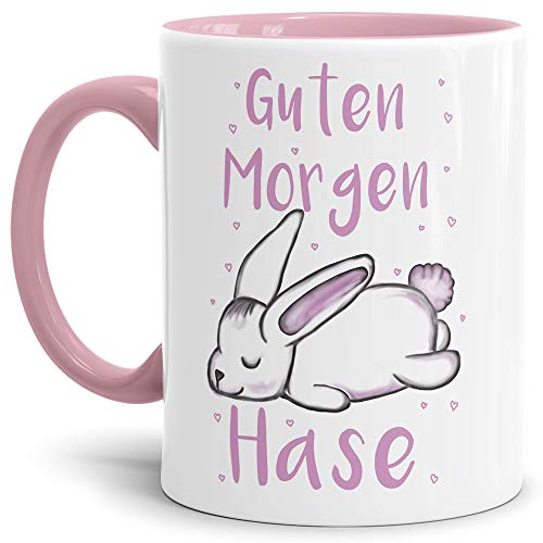 Tassendruck Oster-Tasse Guten Morgen Hase - Ostern/Witzig/Oster-Geschenk/Schön/Lustig/Innen & Henkel Rosa