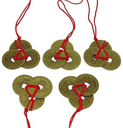 Rmeet Monnaies Chinoises,Fortune Coins Chinoises Chines Feng Shui Pièces Anciennes I-Ching Porte-Bonheur Chinois pour Richesse et Réussite Decoration 1 Pouce