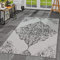 TT Home Innen & Außenteppich Flachflor Teppich Vintage Optik Style Barockdesign In Grau, Größe:60x100 cm