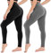Campsnail Damen Leggings Sporthose mit Hohem Bund - Lang Yogahose Laufhose Fitnesshose Leggins Yoga Sport Leggings Tights für Damen zum Laufen, Radfahren, Fitness-2er Pack- Schwarz& Dunkelgrau-42-48