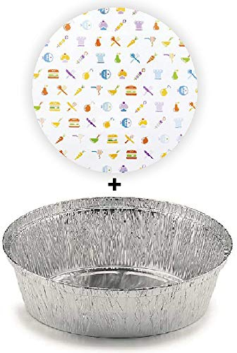 TELEVASO - 125 uds - Envase/recipiente de aluminio redondo + tapas de cartón - Capacidad 950 ml y tamaño 167 x 37 mm - Bandejas desechables y reciclables, apto para altas temperaturas