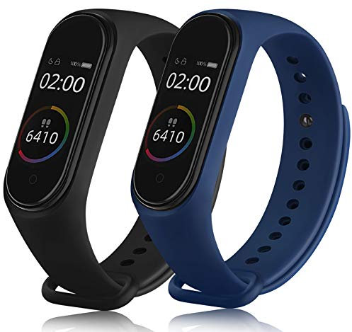 Senka 2 Pack Correas Compatible con Xiaomi Mi Band 4 Xiaomi Mi Band 3,Coloridos Suave Silicona Pulseras de Repuesto para Xiaomi Mi Smart Band 4 y Xiaomi Mi Smart Band 3 (2colors-D)