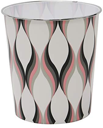 JVL Papelera pequeña en Espiral, 24,5 cm x 26,5 cm Aprox, Rosa + Gris, Pack de 1