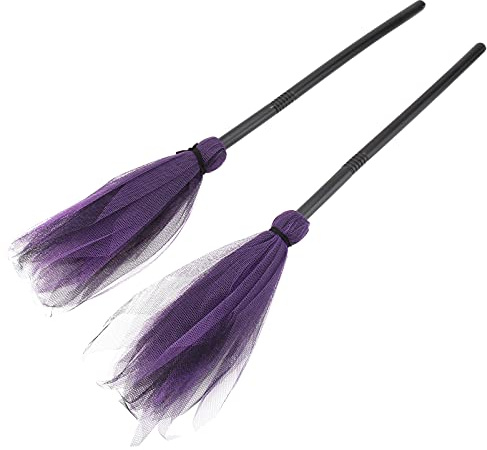 BESPORTBLE Hexenbesen Halloween Net Garn Cosplay Halloween Party Geist Festival Leistung Requisiten 2Pcs (Zufällige) Kinder Wunderbesen