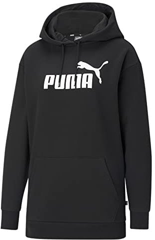 PUMA Damen Sudadera Capucha Con Logotipo Alargado ESS FL Schweiß, Schwarz Black, S