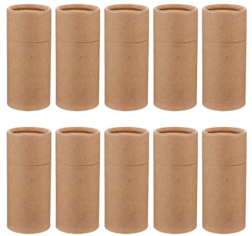 HEALLILY 10pcs Empty Kraft Paper Jar 100ml Round Paper Cardboard Box Paper Mache Boxes Essential Oil Bottle Packaging Box ( Light Yellow ), 13.5x5.8x5.8cm, (8ZS4248T170W0)