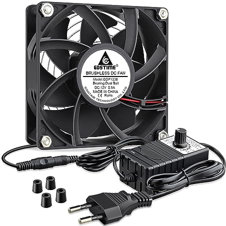 GDSTIME 230v Lüfter 12V 120 x38mm Lüfter 220V mit AC Geschwindigkeit Kontrolle DC 4V -12V für Arbeitsplatz Server Schweißer Kabinett Auspuff Belüftung
