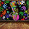 Trippy Weed Marihuana Wandteppich Cool Alien Marihuana Blatt Wandteppich für Schlafzimmer, psychedelischer Batikfärbung, Poster für Wohnheim, Heimdekoration (152.4x101.6 cm)