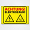 Hochwertiges Schild aus Hartschaum mit Anti Graffiti Lackierung  ACHTUNG ELEKTROZAUN  200 x 130 mm rechteckig | Nicht Berühren! | Hinweisschild aus Wetterfestem Hartschaum