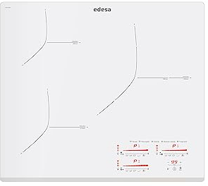 Edesa Placa de Inducción EIMS-6330 B WH Biselado Frontal 3 Focos de Cocción Panel de Control tipo Multi Slider Touch 9 niveles + Booster Ancho 52 cm Potencia Máxima 7,1W Color Blanco