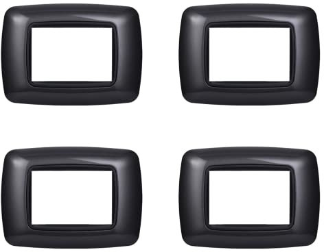 4 Pezzi Placche Compatibile Con Bticino Living, Placche Plastica Bombata (3 Posti/Moduli,Acciaio Scuro)