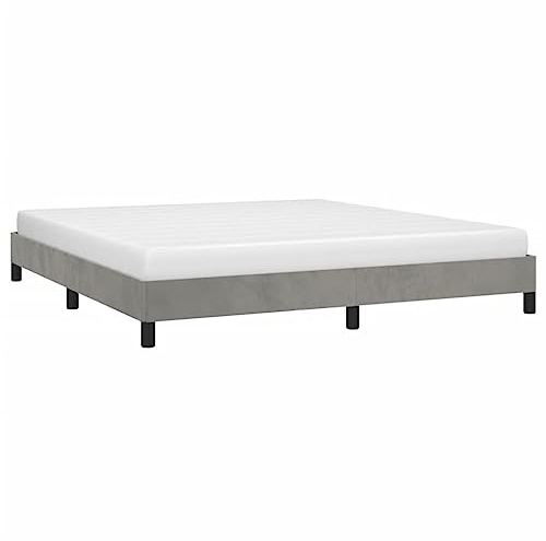 vidaXL Polsterbett, Bett Bettgestell mit Lattenrost, Schlafzimmerbett Doppelbett mit Stützbeinen, Bettrahmen Schlafzimmermöbel, Hellgrau 180x200cm Samt